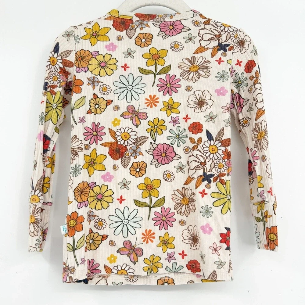 Posh Peanut Toddler Girls‎ Retro Floral Bamboo Ribbed Dolly Pajama Set Size 3T